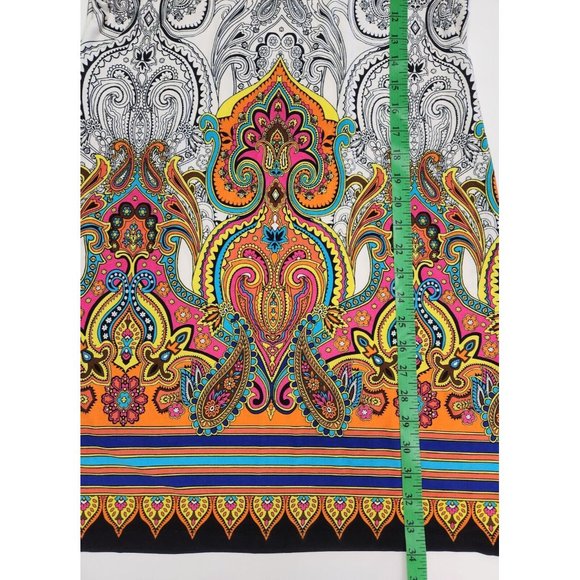 Sandra Darren Shift Dress Sz 8 Paisley Embellished Colorful Keyhole Sleeveless - Picture 9 of 9